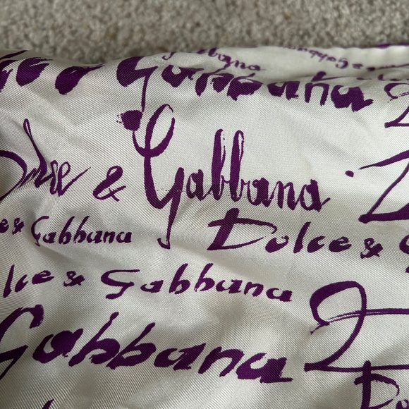 Authentic Dolce and Gabbana white and purple Silk Scarf - Picture 5 of 7